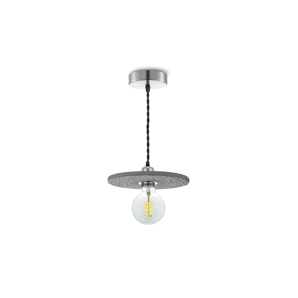 Tangla lighting - TLP7005-18BK - LED Pendant lamp 1 Light - metal + water stone - black - disk - standard - E27