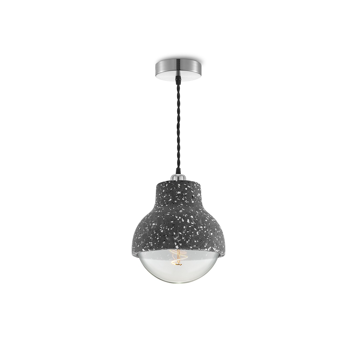 Tangla lighting - TLP7005-01BK - LED Pendant lamp 1 Light - metal + water stone - black - wrap - E27