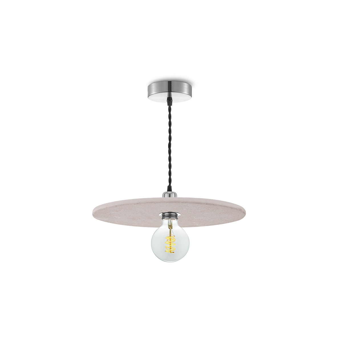 Tangla lighting - TLP7005-30CR - LED Pendant lamp 1 Light - metal + water stone - concrete - disk - large - E27