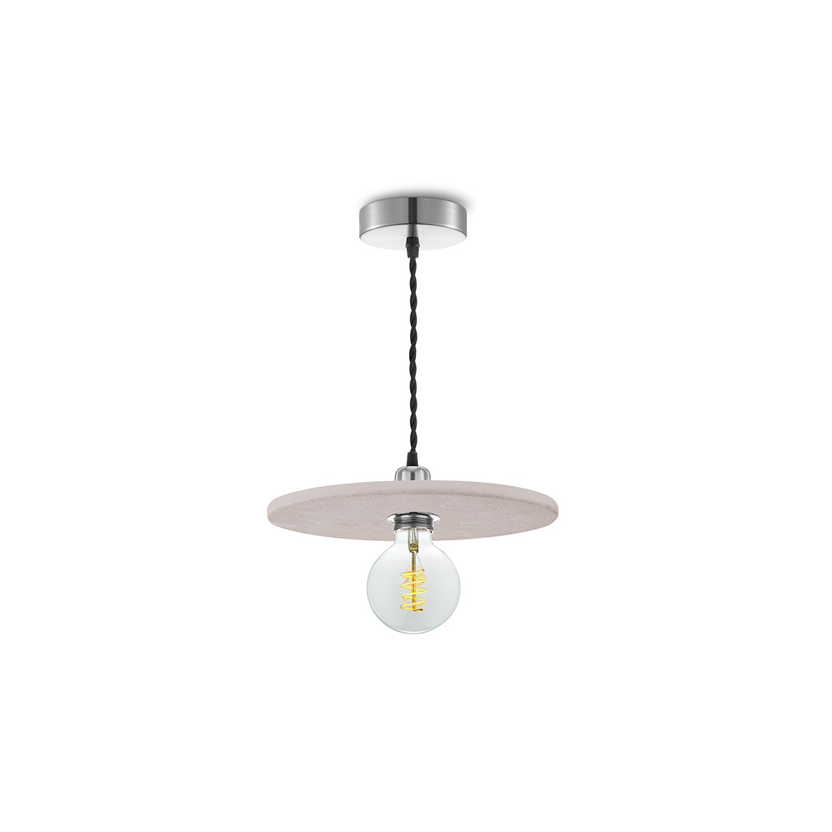 Tangla lighting - TLP7005-24CR - LED Pendant lamp 1 Light - metal + water stone - concrete - disk - medium - E27