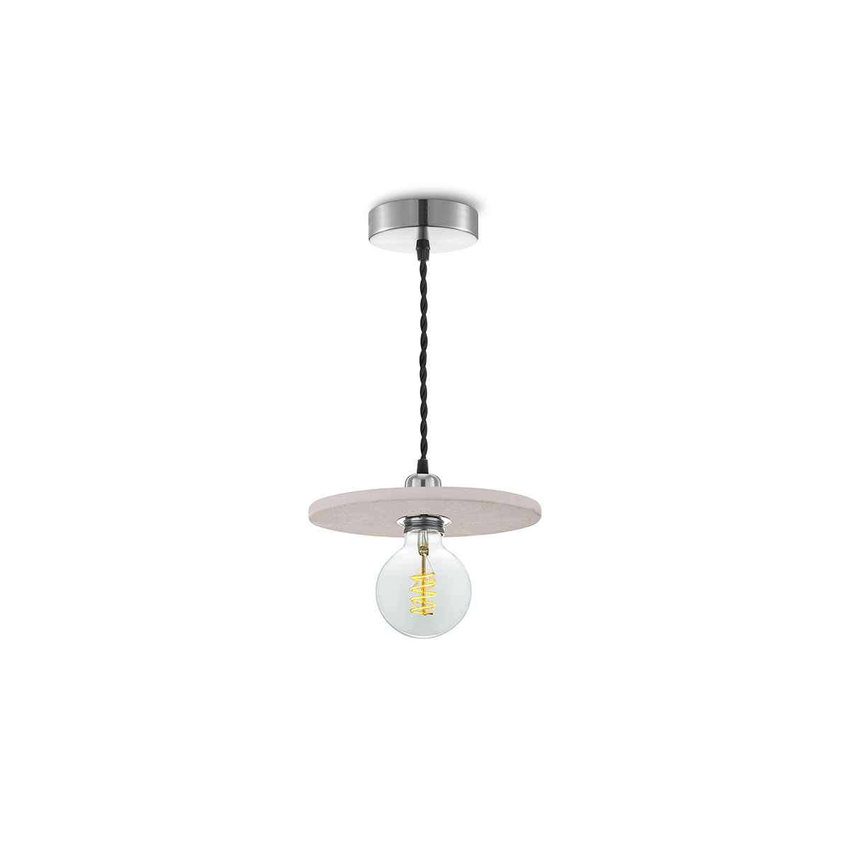Tangla lighting - TLP7005-18CR - LED Pendant lamp 1 Light - metal + water stone - concrete - disk - standard - E27