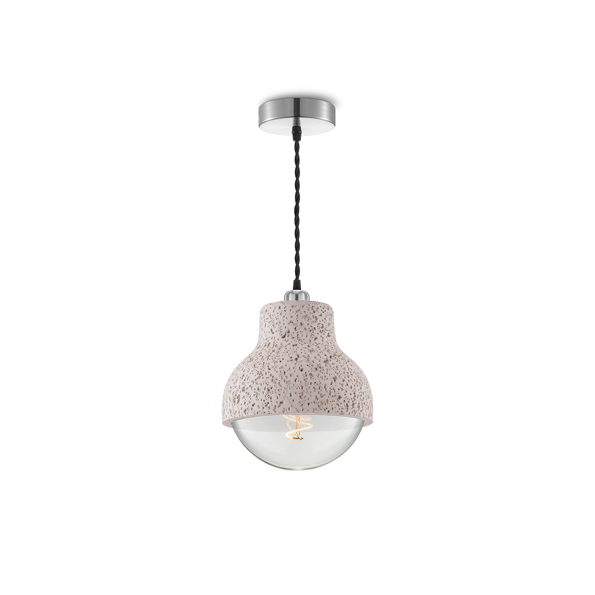 Tangla lighting - TLP7005-01CR - LED Pendant lamp 1 Light - metal + water stone - concrete - wrap - E27