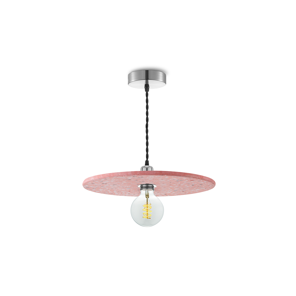 Tangla lighting - TLP7005-30RD - LED Pendant lamp 1 Light - metal + water stone - red - disk - large - E27