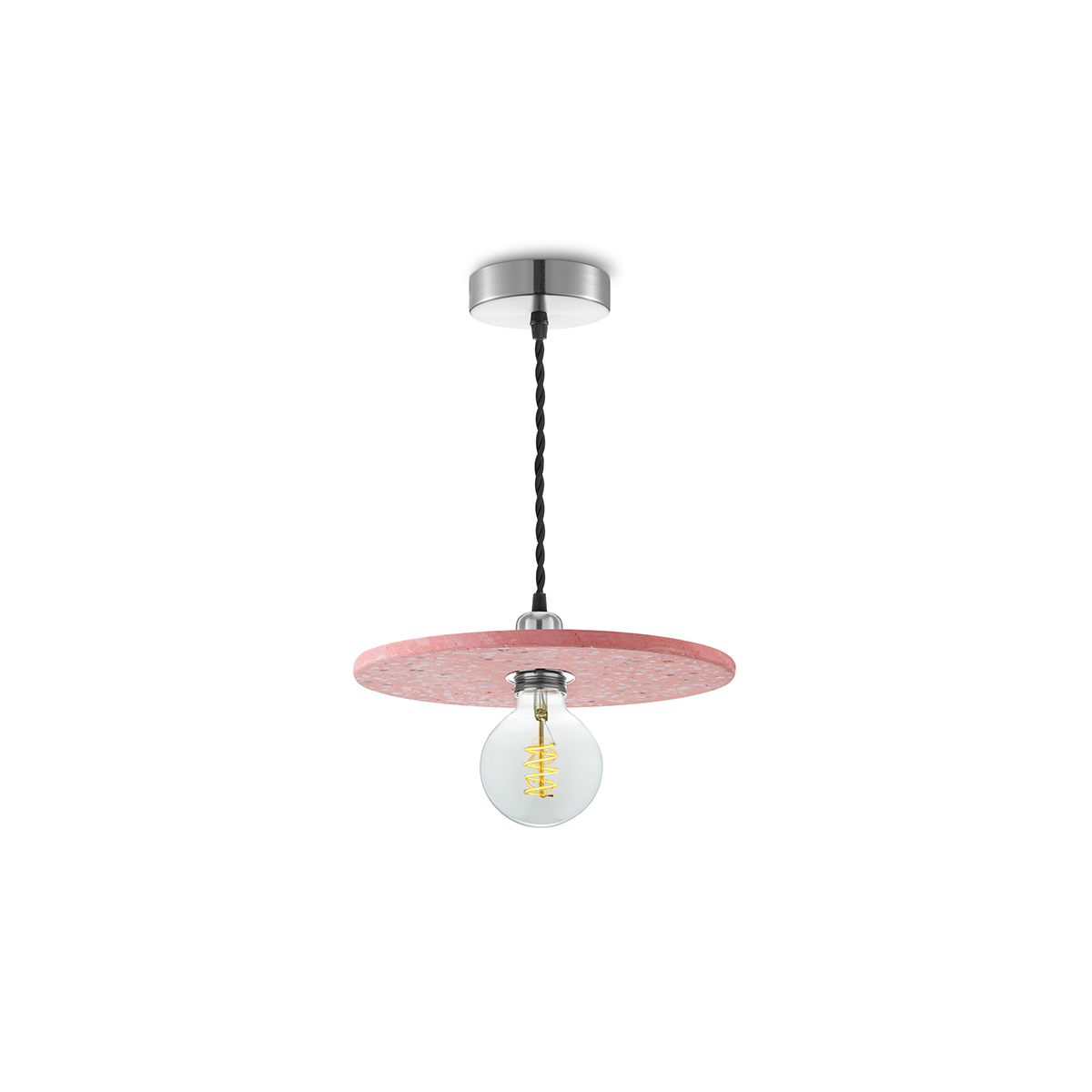 Tangla lighting - TLP7005-24RD - LED Pendant lamp 1 Light - metal + water stone - red - disk - medium - E27