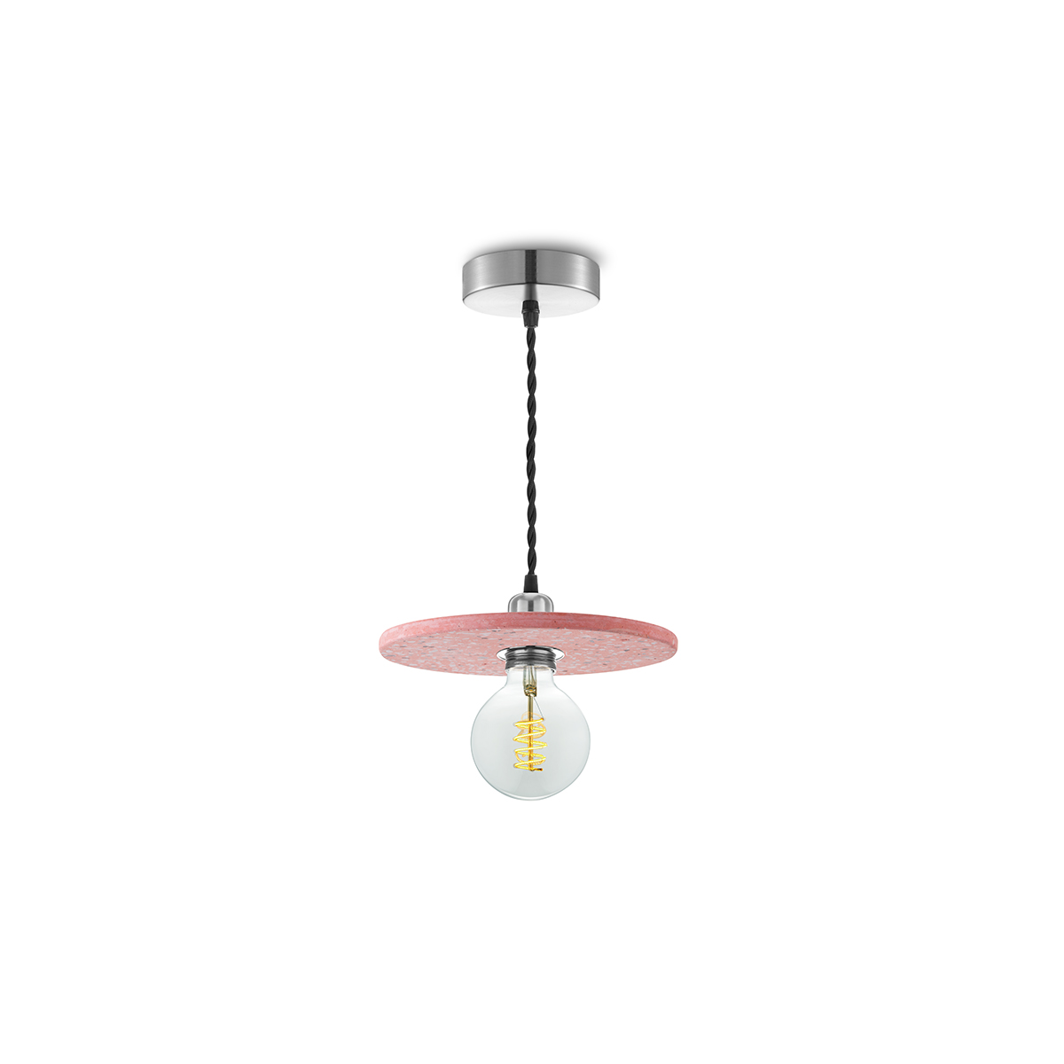 Tangla lighting - TLP7005-18RD - LED Pendant lamp 1 Light - metal + water stone - red - disk - standard - E27
