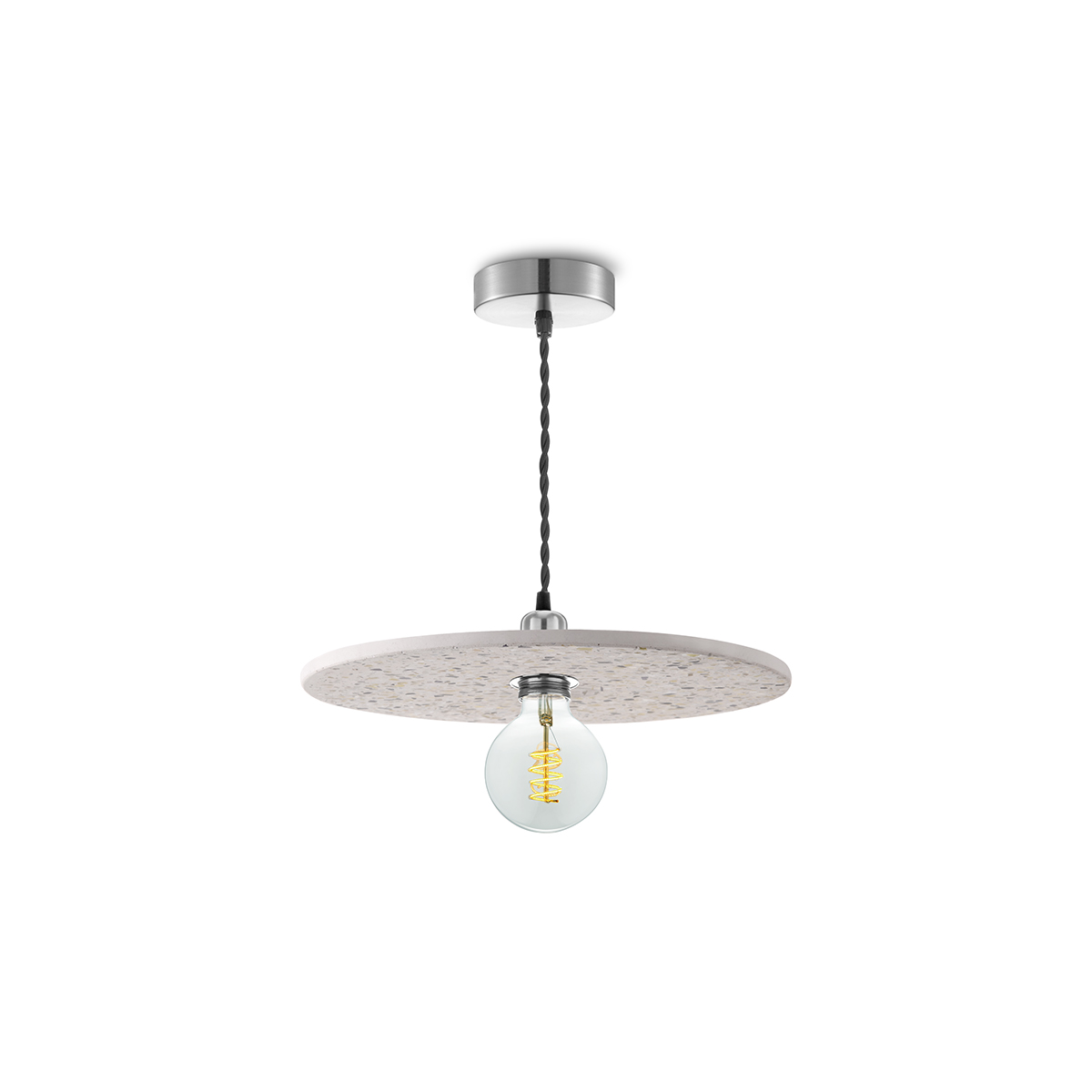 Tangla lighting - TLP7005-30WT - LED Pendant lamp 1 Light - metal + water stone - white - disk - large - E27