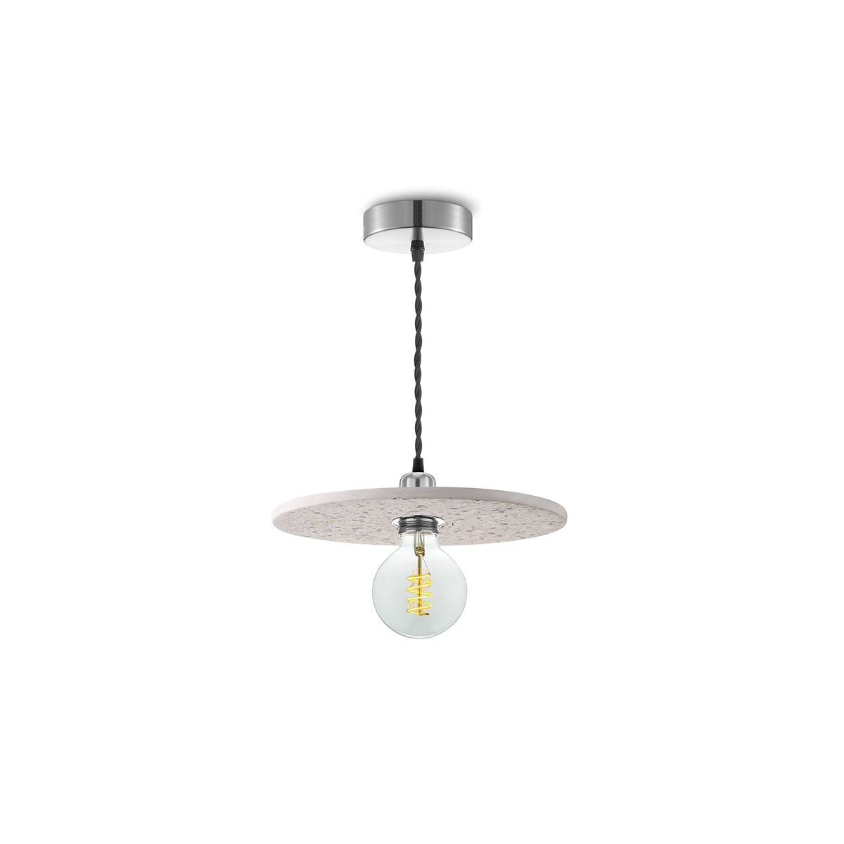 Tangla lighting - TLP7005-24WT - LED Pendant lamp 1 Light - metal + water stone - white - disk - medium - E27