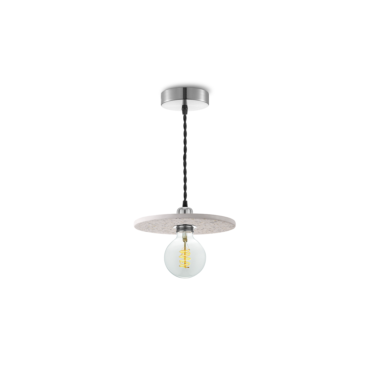Tangla lighting - TLP7005-18WT - LED Pendant lamp 1 Light - metal + water stone - white - disk - standard - E27