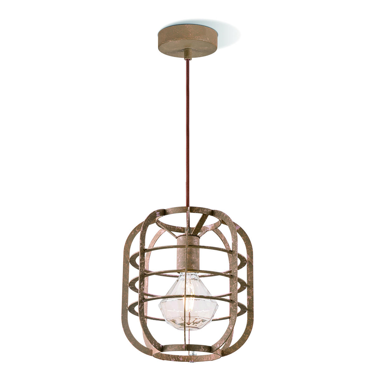 Tangla lighting - TLP4033-01RS - LED Pendant lamp 1 Light - metal - rusty - lantern frame large - E27