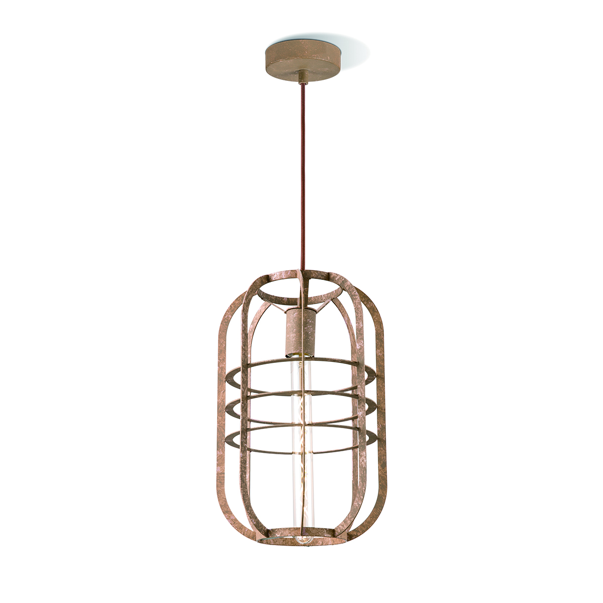 Tangla lighting - TLP4034-01RS - LED Pendant lamp 1 Light - metal - rusty - lantern frame medium - E27