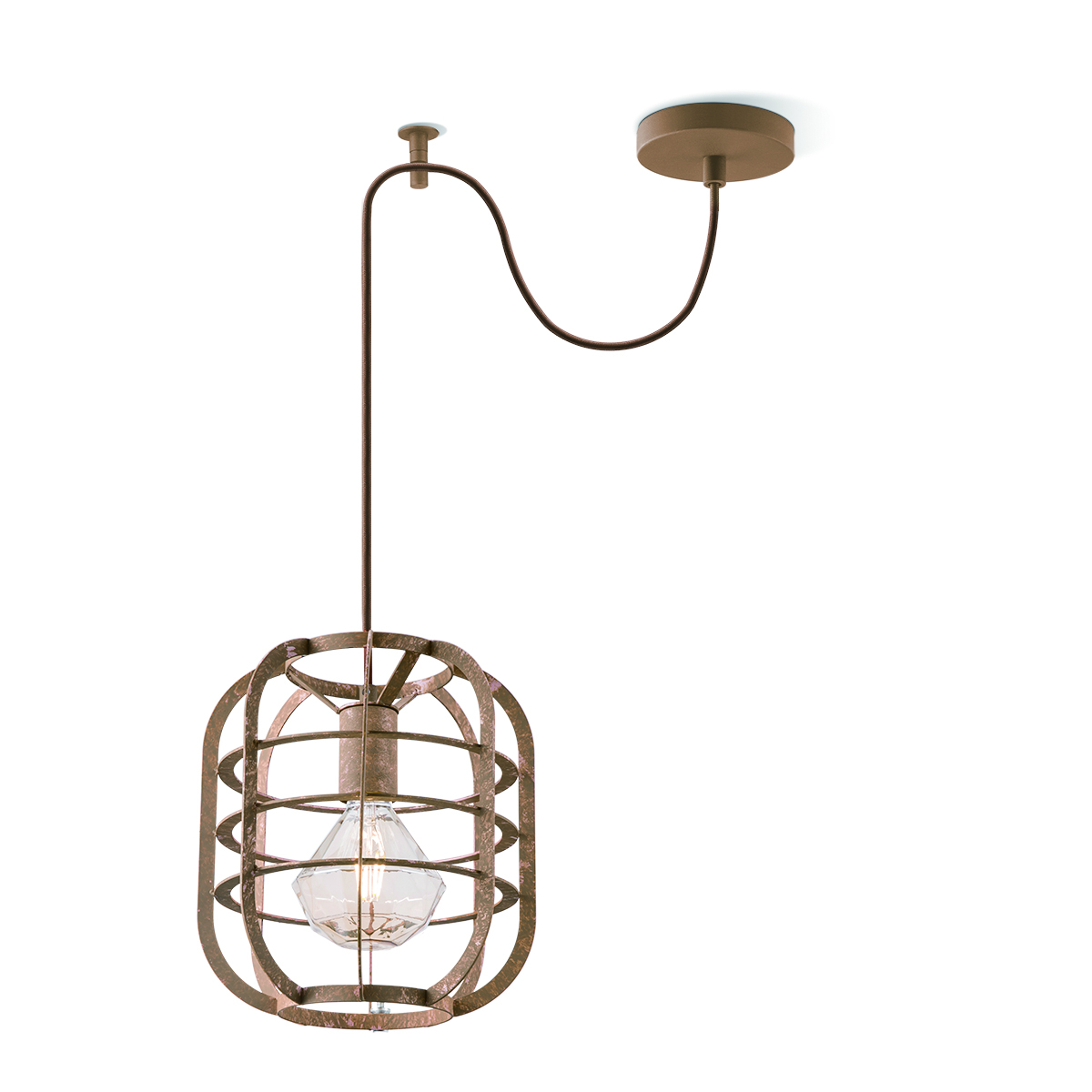 Tangla lighting - TLP4082-01RS - LED Pendant lamp 1 Light - metal - rusty - lantern frame small - E27