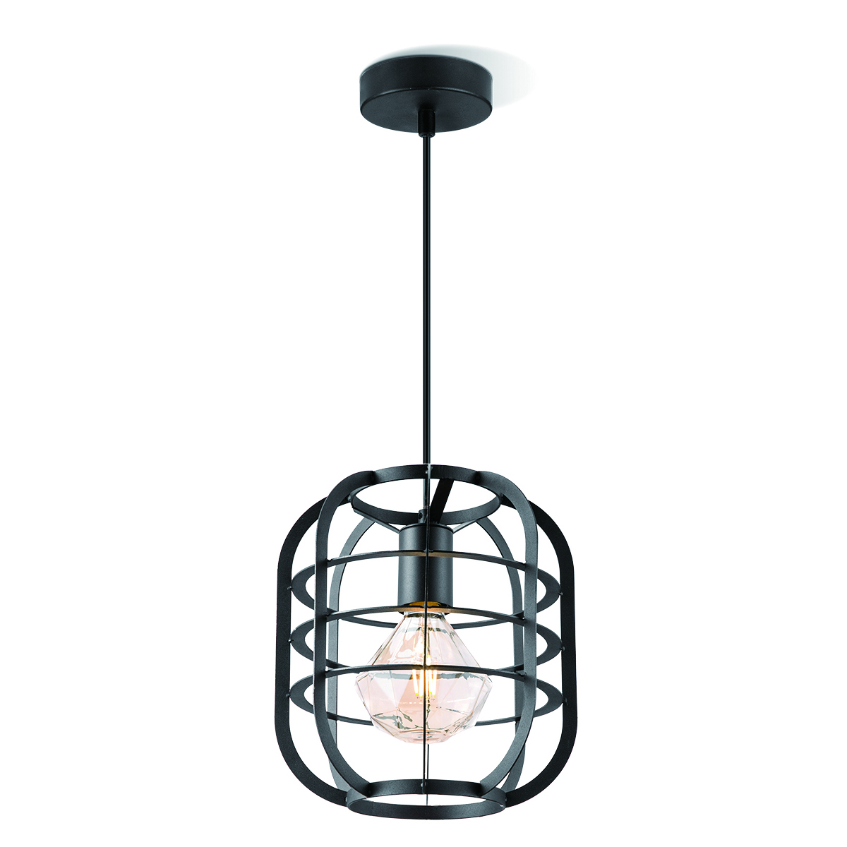 Tangla lighting - TLP4033-01SB - LED Pendant lamp 1 Light - metal - sand black - lantern frame large - E27