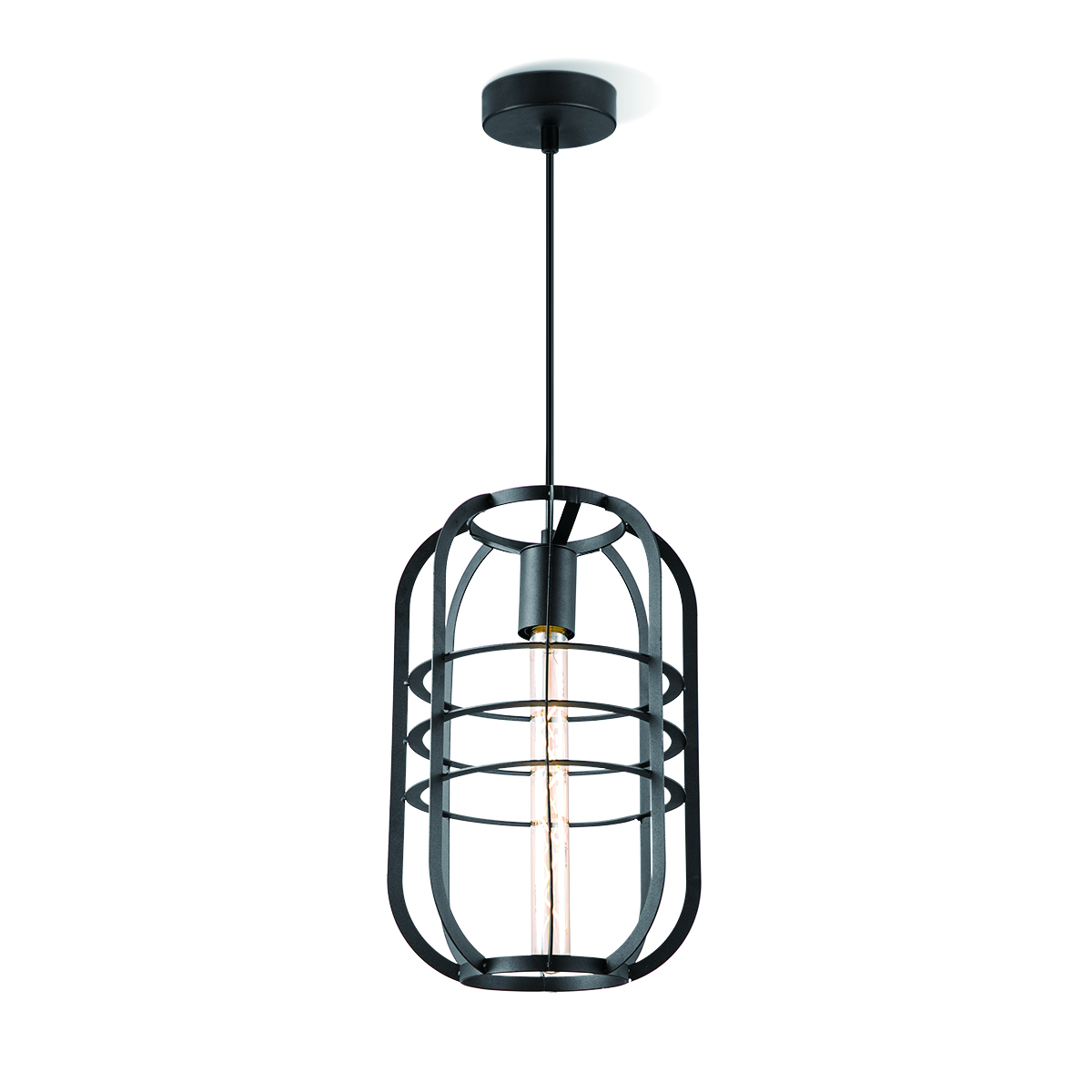 Tangla lighting - TLP4034-01SB - LED Pendant lamp 1 Light - metal - sand black - lantern frame medium - E27
