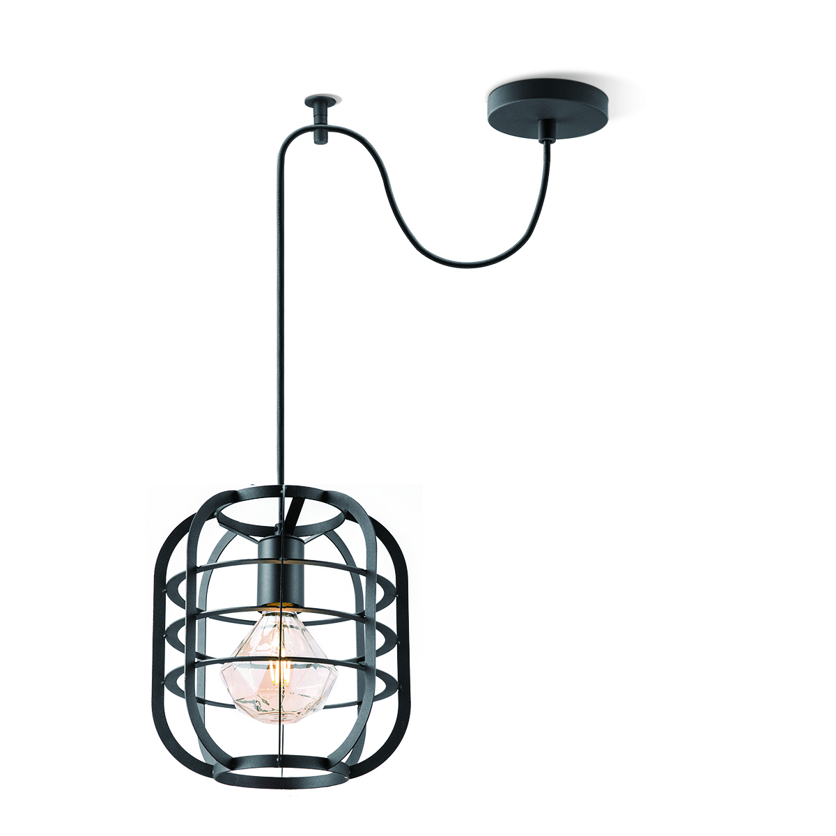 Tangla lighting - TLP4082-01SB - LED Pendant lamp 1 Light - metal - sand black - lantern frame small - E27