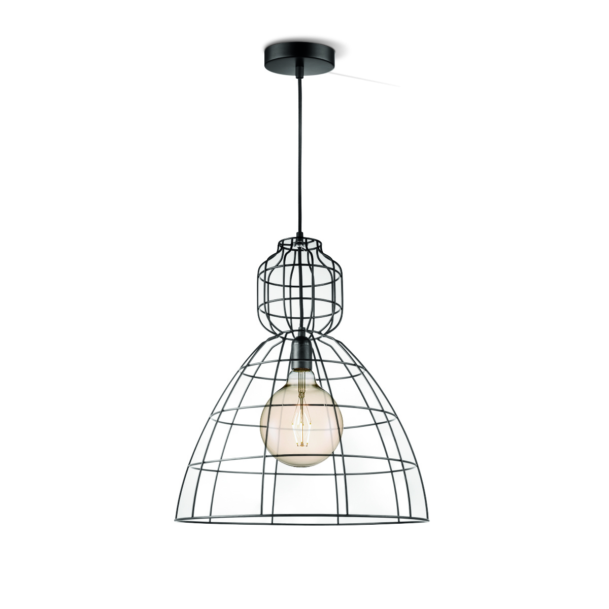 Tangla lighting - TLP4018-01SB - LED Pendant lamp 1 Light - metal - sand black m - wire frame large - E27