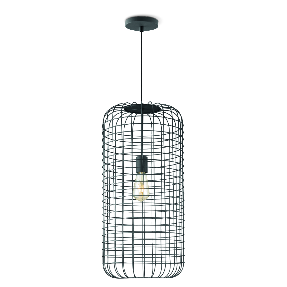 Tangla lighting - TLP4008-01SB - LED Pendant lamp 1 Light - metal - sand black - melon large - E27