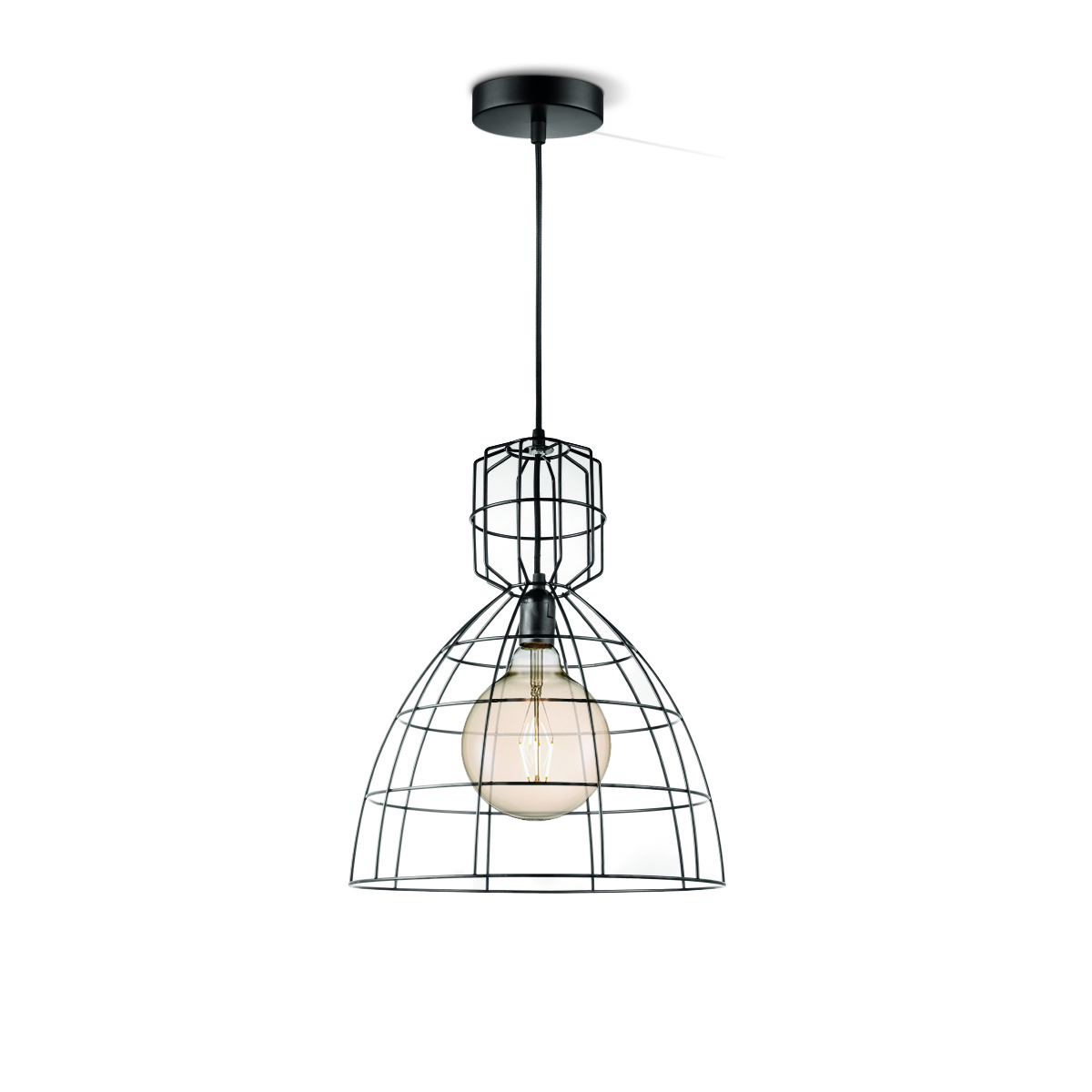 Tangla lighting - TLP4017-01SB - LED Pendant lamp 1 Light - metal - sand black - double wire frame small - E27