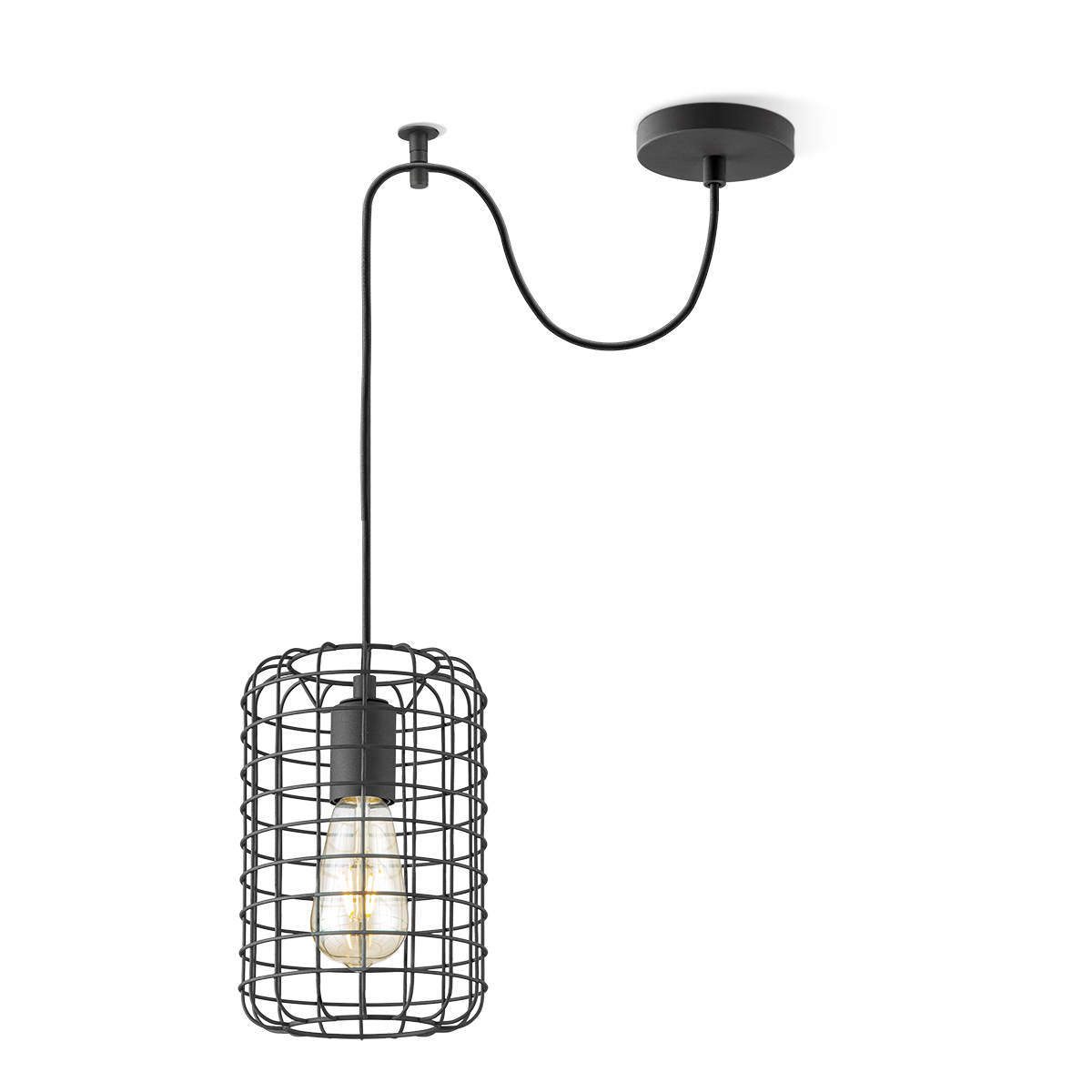 Tangla lighting - TLP4009-01SB - LED Pendant lamp 1 Light - metal - sand black - wire frame diy - E27