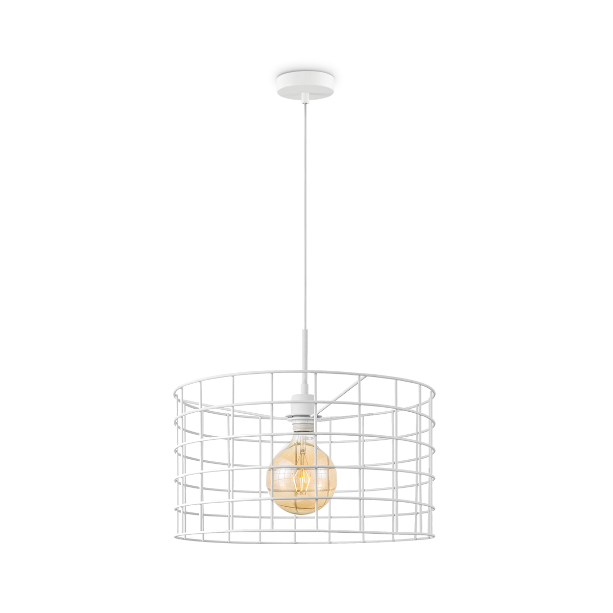 Tangla lighting - TLP4108-01SW - LED Pendant lamp 1 Light - metal - sand white - wire frame cylinder large - E27