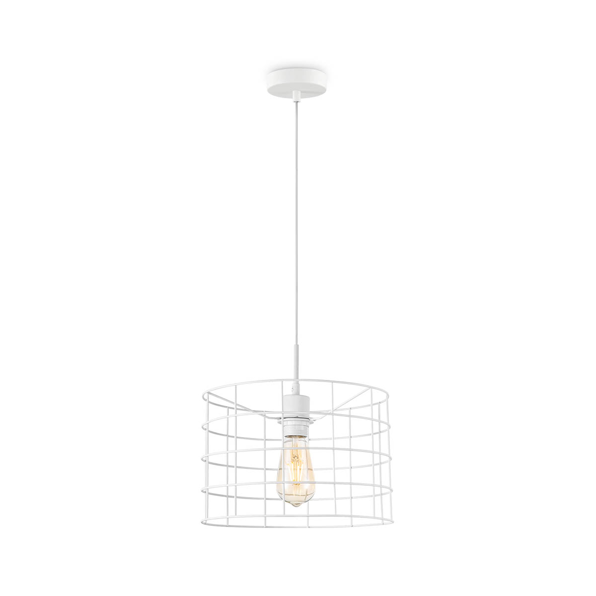 Tangla lighting - TLP4107-01SW - LED Pendant lamp 1 Light - metal - sand white - wire frame cylinder medium - E27