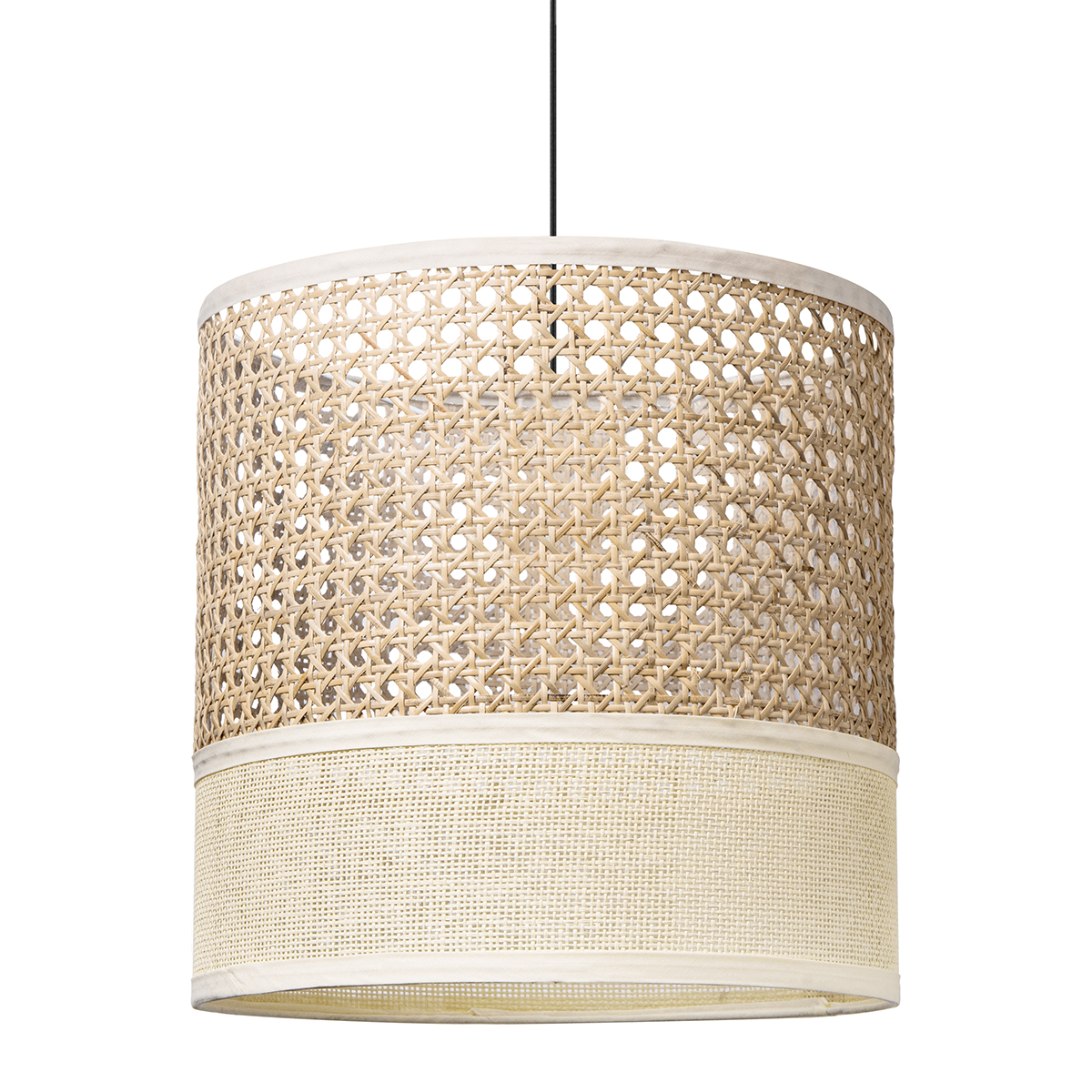 Tangla lighting - TLP7011-01NT - LED Pendant lamp 1 Light - paper rattan + linen - natural - yarn - cylinder - E27