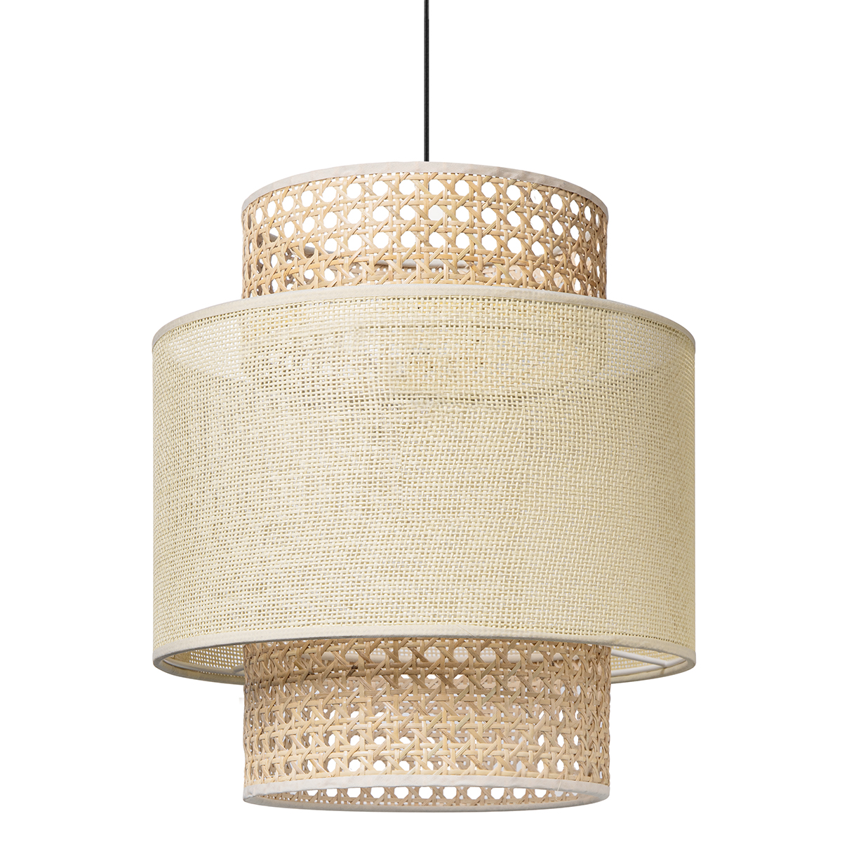 Tangla lighting - TLP7085-01M - LED Pendant lamp 1 Light - paper rattan + linen - natural - yarn - medium - E27