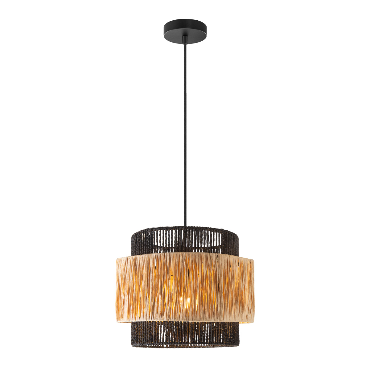 Tangla lighting - TLP7438-01NB - LED Pendant lamp 1 Light - sea grass + paper rope - sand black + natural - large - E27