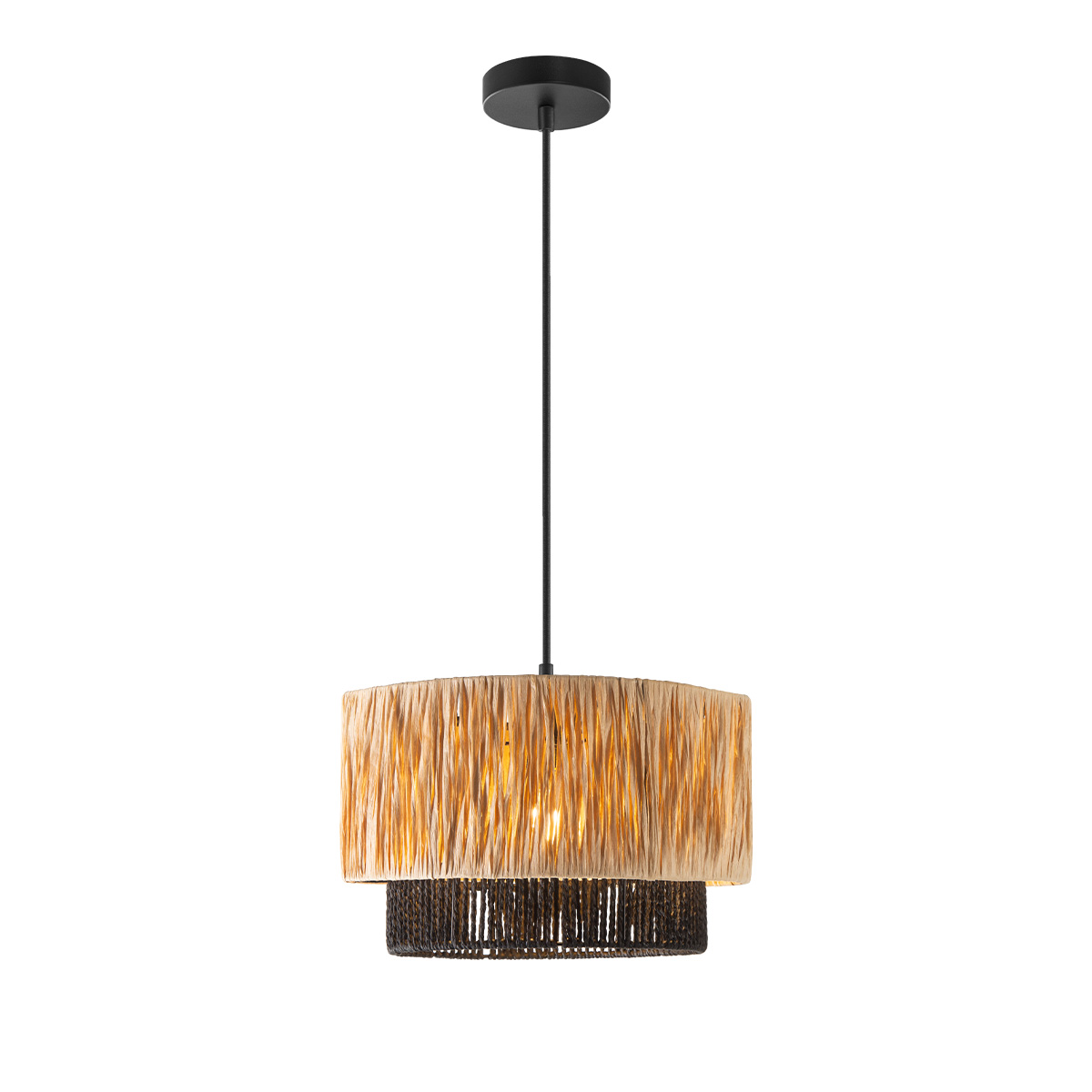 Tangla lighting - TLP7439-01NB - LED Pendant lamp 1 Light - sea grass + paper rope - sand black + natural - medium - E27
