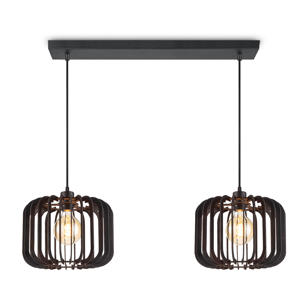 Tangla lighting - TLP7641-02BK - LED Pendant lamp 2 Lights - FSC wood - black - round - E27