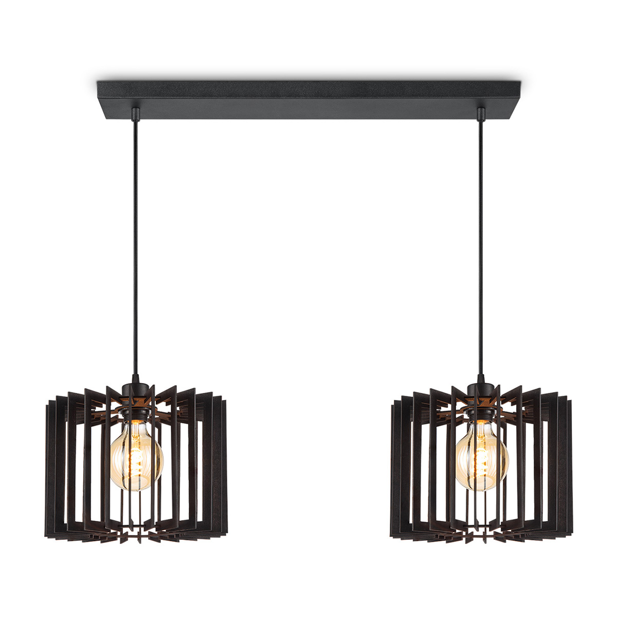 Tangla lighting - TLP7642-02BK - LED Pendant lamp 2 Lights - FSC wood - black - sharp - E27