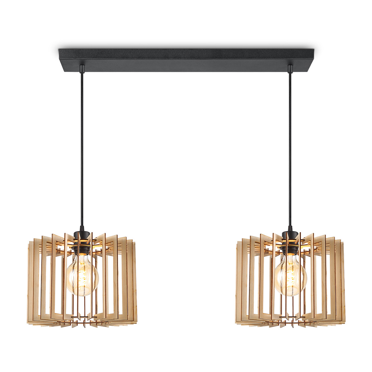 Tangla lighting - TLP7642-02NT - LED Pendant lamp 2 Lights - FSC wood - natural - sharp - E27