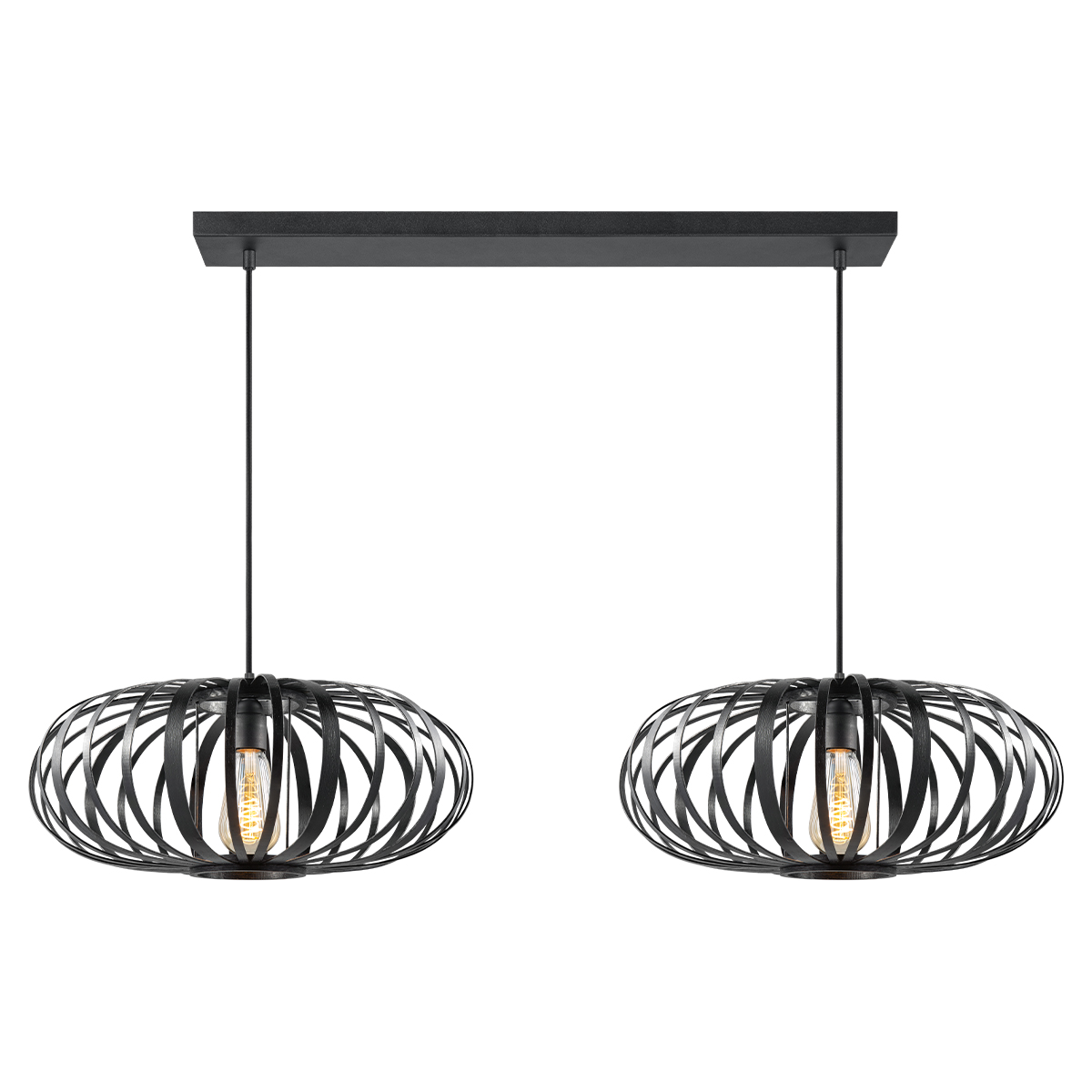 Tangla lighting - TLP7578-02BK - LED Pendant lamp 2 Lights - flat bamboo - black - standard - E27