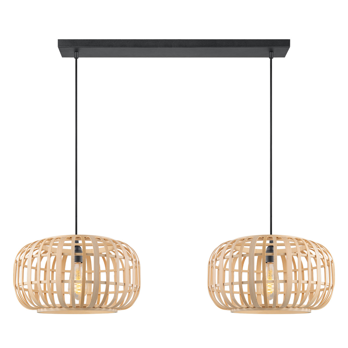 Tangla lighting - TLP7616-02NT - LED Pendant lamp 2 Lights - flat bamboo - natural - large - E27