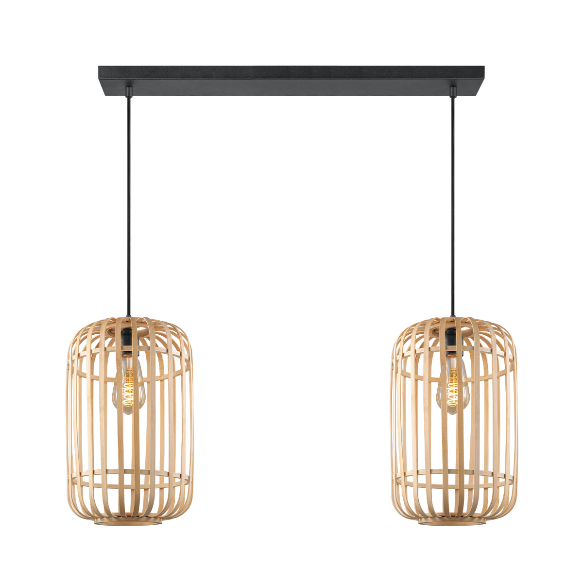 Tangla lighting - TLP7614-02NT - LED Pendant lamp 2 Lights - flat bamboo - natural - medium - E27