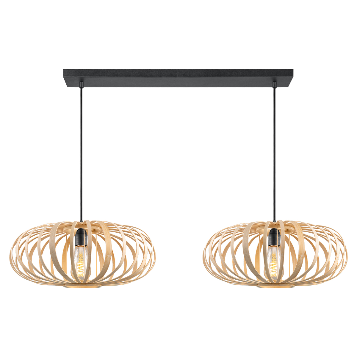Tangla lighting - TLP7578-02NT - LED Pendant lamp 2 Lights - flat bamboo - natural - standard - E27