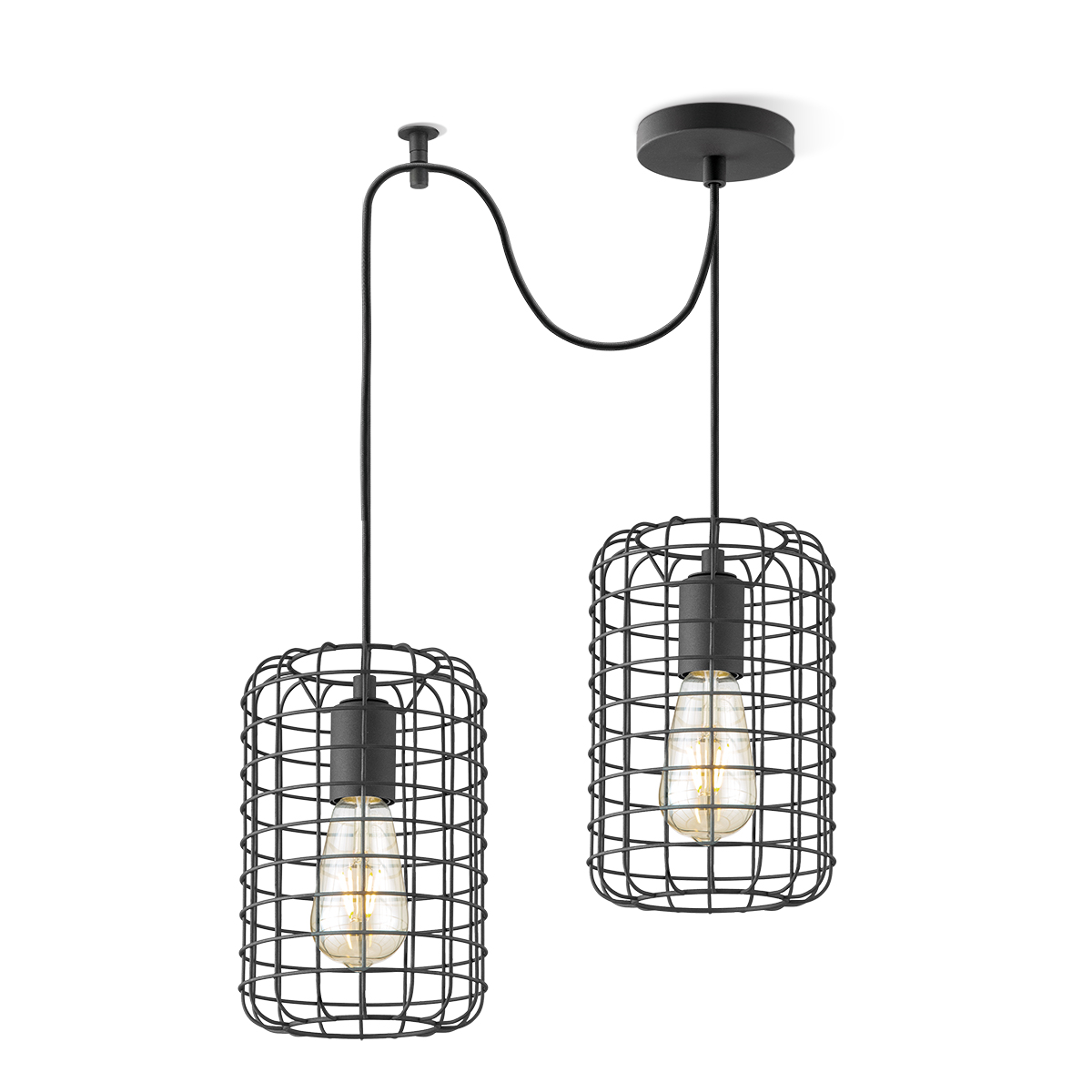 Tangla lighting - TLP4010-02SB - LED Pendant lamp 2 Lights - metal - sand black - wire frame diy - E27
