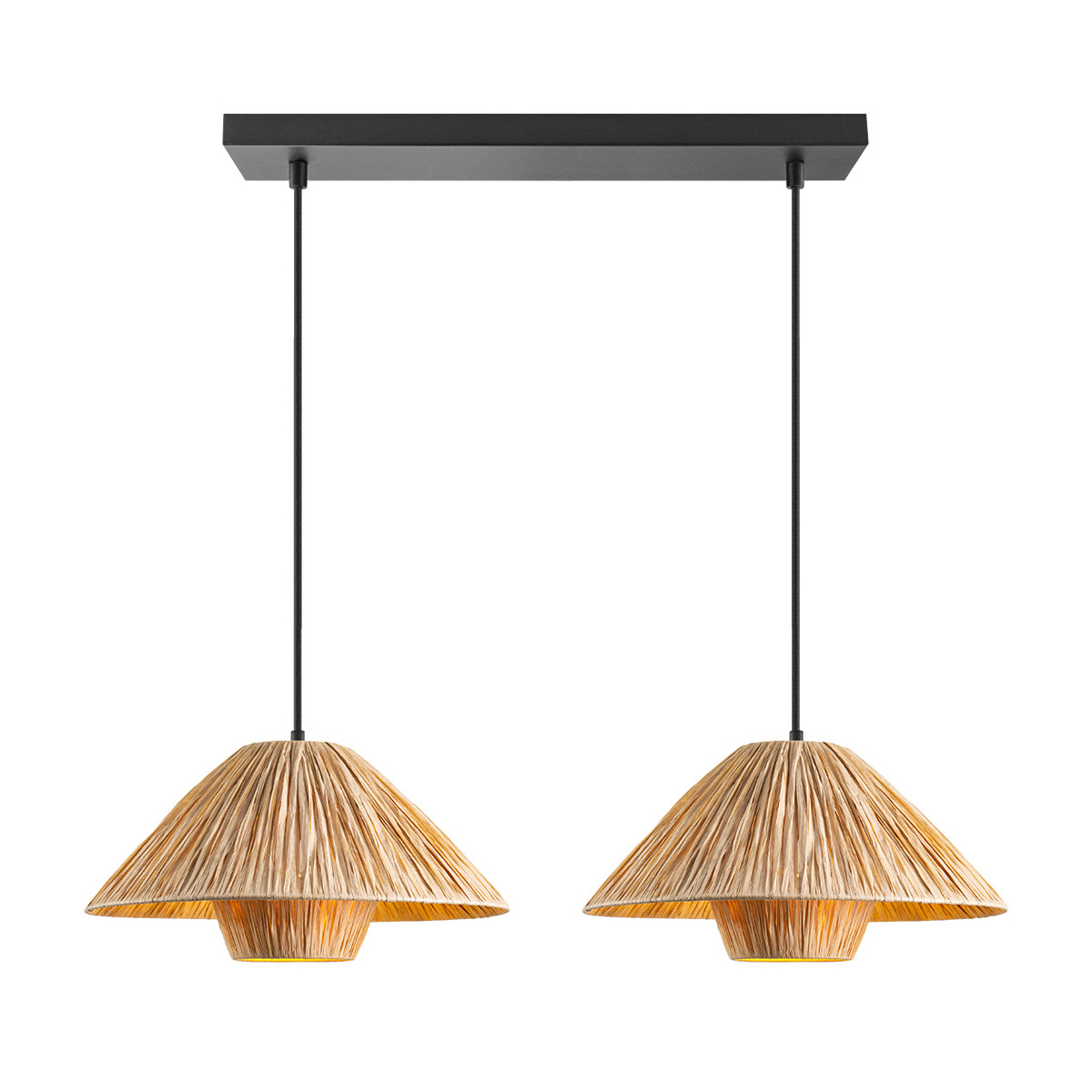 Tangla lighting - TLP7437-02NB - LED Pendant lamp 2 Lights - sea grass - sand black + natural - hat - E27