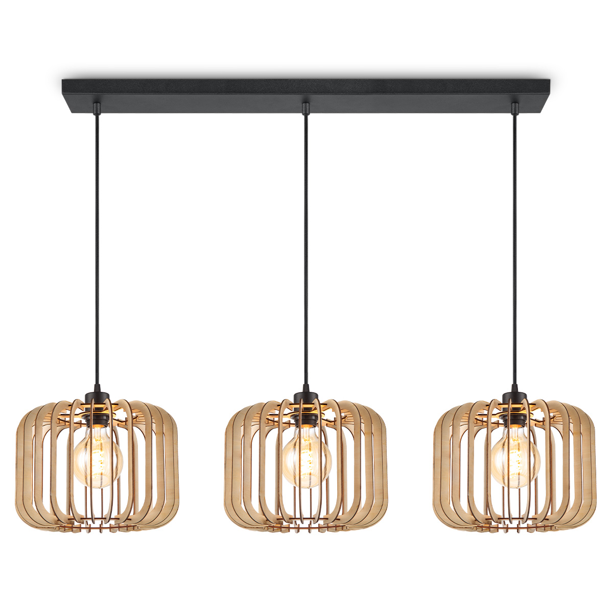 Tangla lighting - TLP7641-03NT - LED Pendant lamp 3 Lights - FSC wood - natural - round - E27