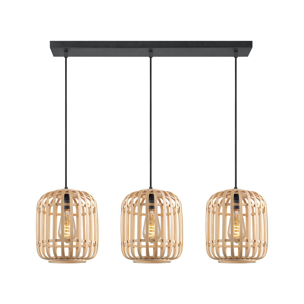 Tangla lighting - TLP7613-03NT - LED Pendant lamp 3 Lights - flat bamboo - natural - small - E27
