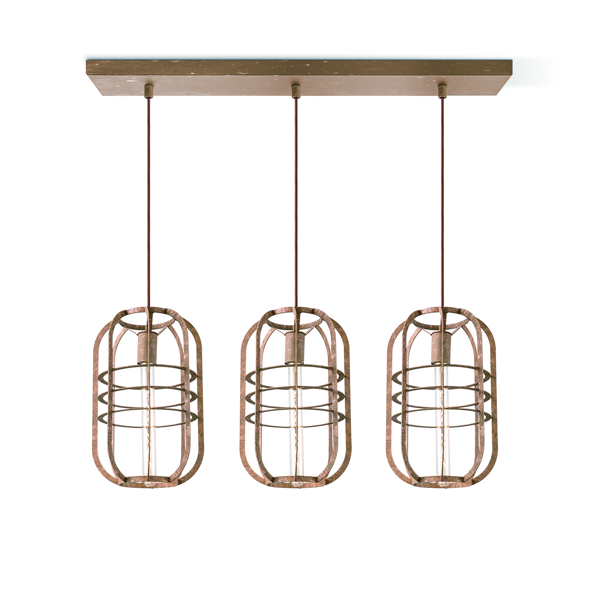 Tangla lighting - TLP4086-03RS - LED Pendant lamp 3 Lights - metal - rusty - wire frame blade - E27