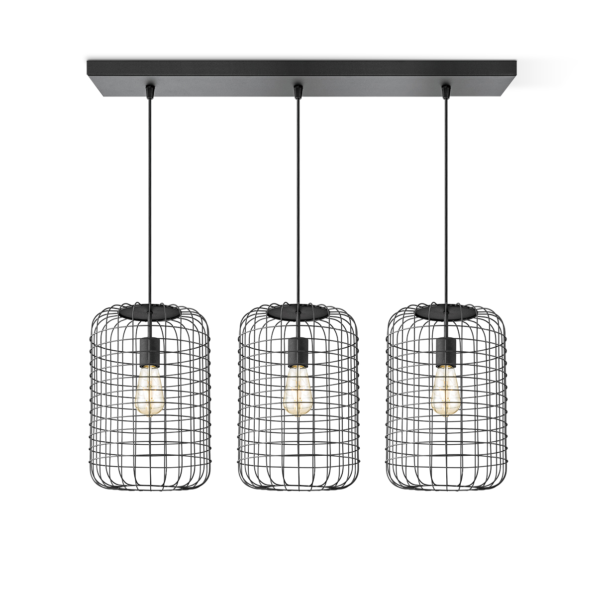 Tangla lighting - TLP4013-03SB - LED Pendant lamp 3 Lights - metal - sand black - wire frame bar - E27