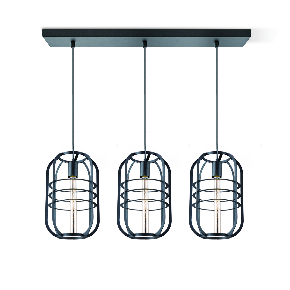 Tangla lighting - TLP4086-03SB - LED Pendant lamp 3 Lights - metal - sand black - wire frame blade - E27