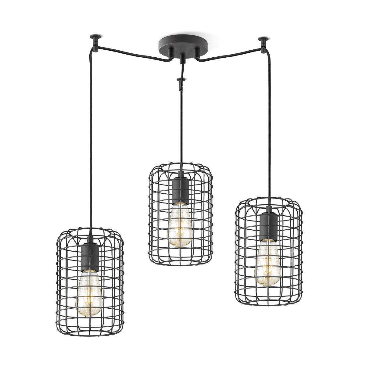 Tangla lighting - TLP4011-03SB - LED Pendant lamp 3 Lights - metal - sand black - wire frame diy - E27
