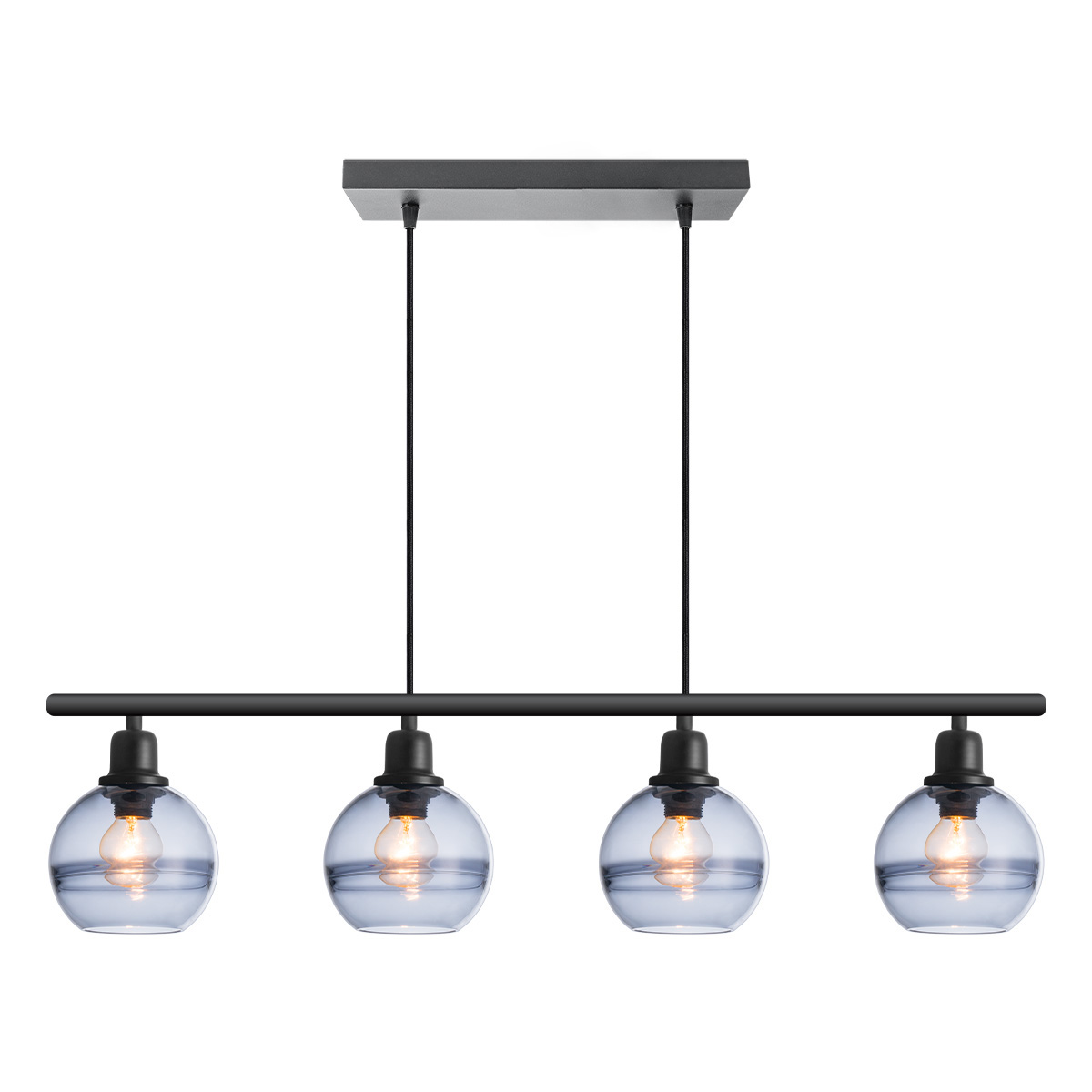 Tangla lighting - TLP7383-04SB - LED Pendant lamp 4 Lights - glass - sand black + smoke - sky - E27