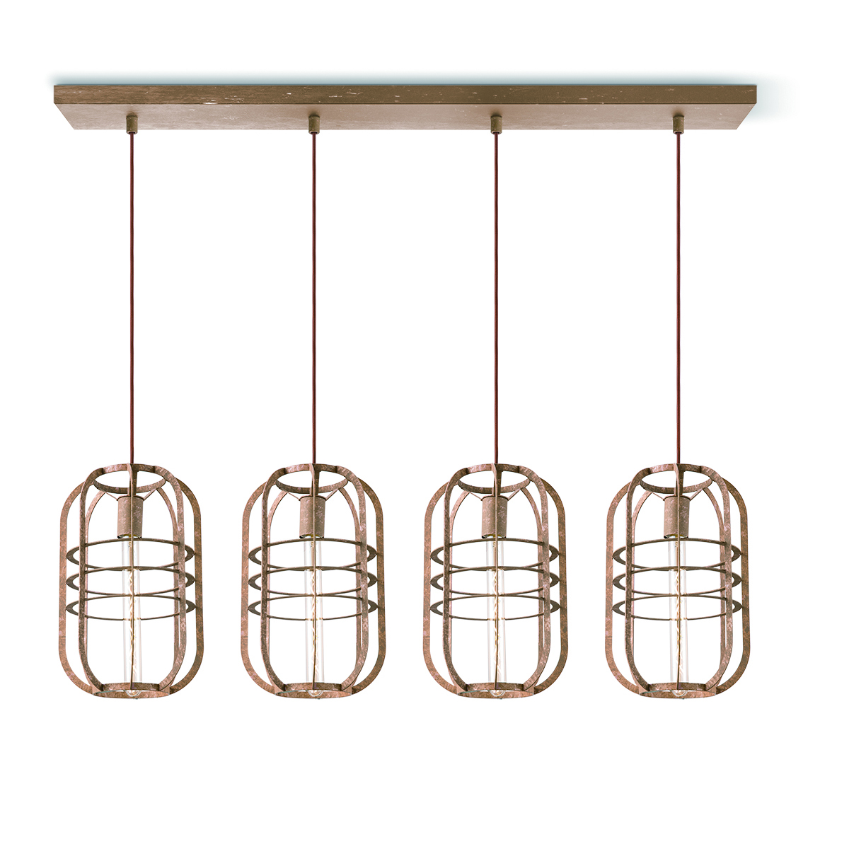 Tangla lighting - TLP4087-04RS - LED Pendant lamp 4 Lights - metal - rusty - lantern frame - E27