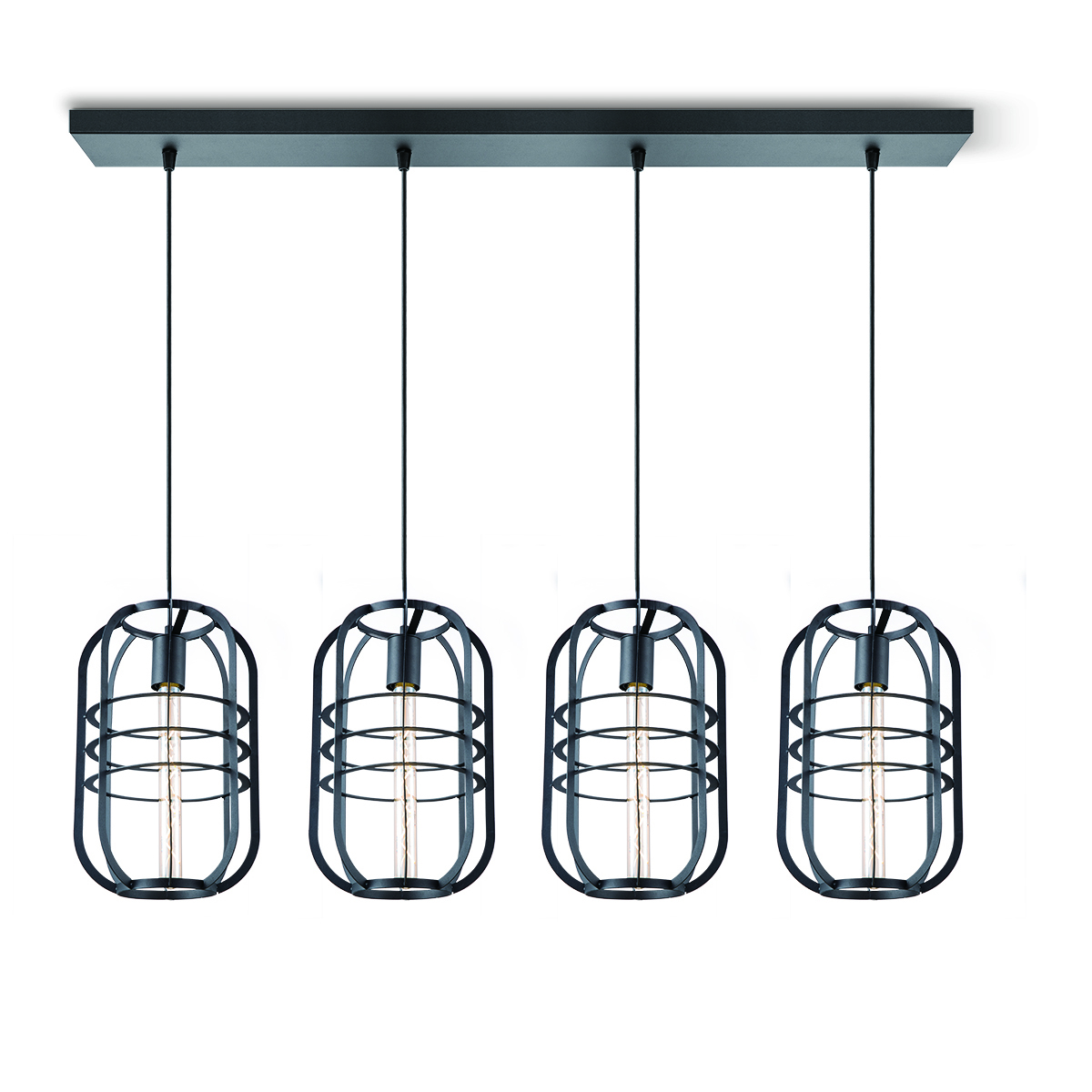 Tangla lighting - TLP4087-04SB - LED Pendant lamp 4 Lights - metal - sand black - lantern frame - E27