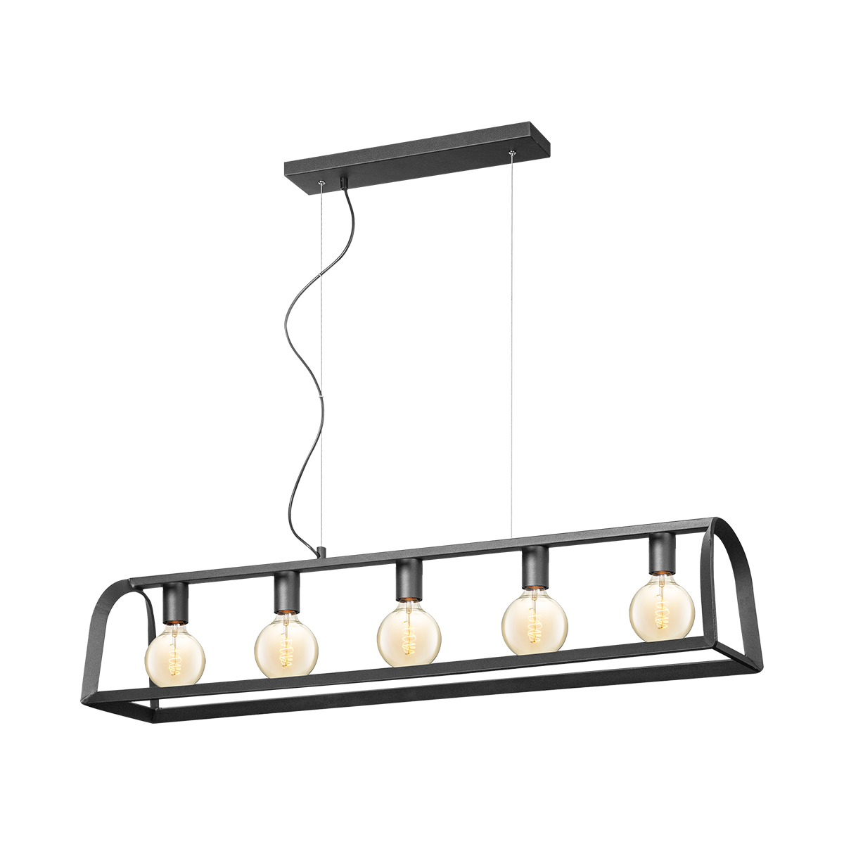 Tangla lighting - TLP7069-05WSB - LED Pendant lamp 5 Lights - metal - sand black - cable curve flat - E27