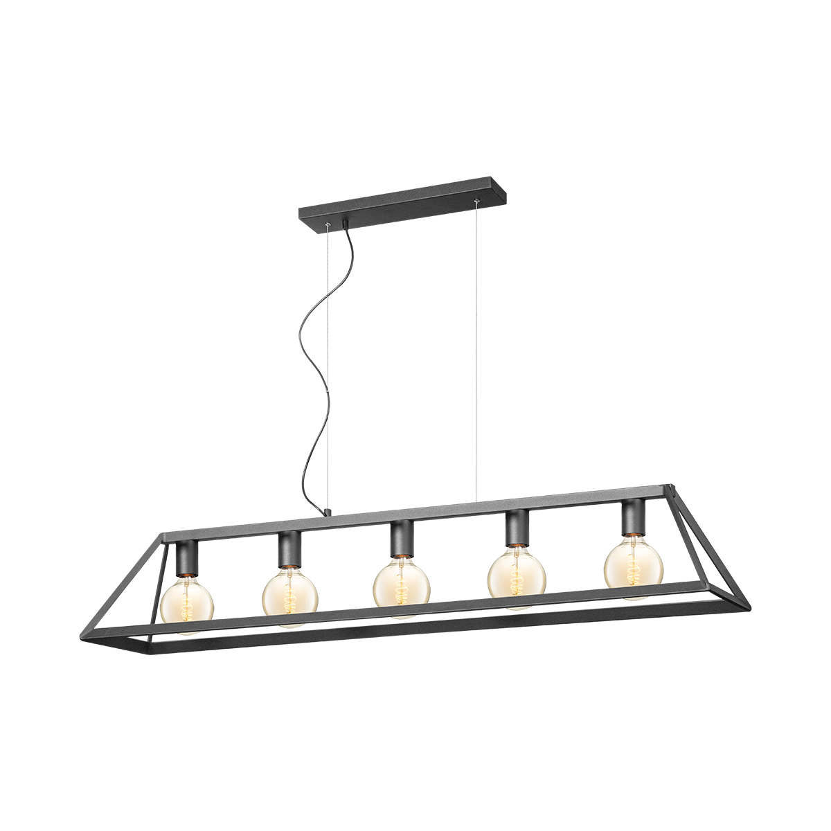 Tangla lighting - TLP7070-05WSB - LED Pendant lamp 5 Lights - metal - sand black - cable pyramids - E27