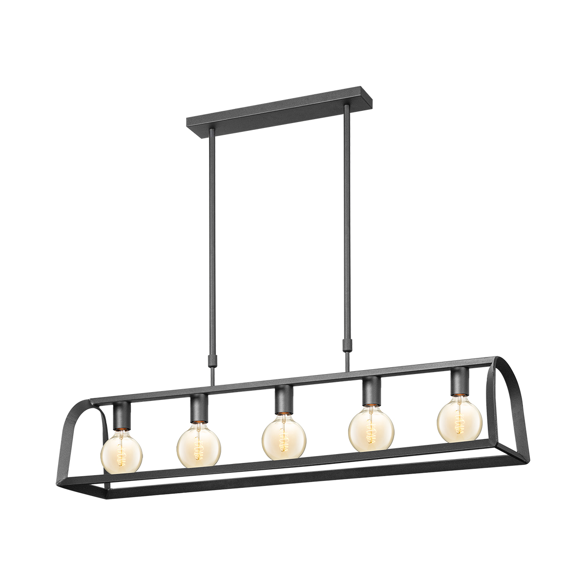 Tangla lighting - TLP7069-05SB - LED Pendant lamp 5 Lights - metal - sand black - pole curve flat - E27