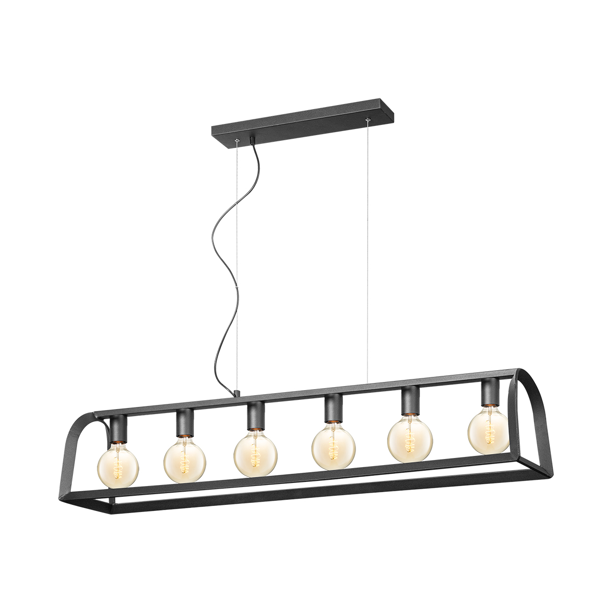 Tangla lighting - TLP7069-06WSB - LED Pendant lamp 6 Lights - metal - sand black - cable curve flat - E27